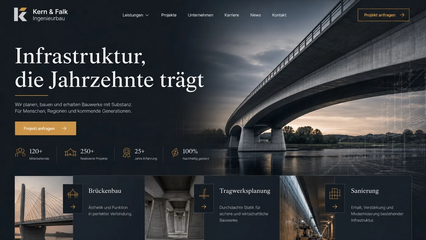 Vorschau einer Ingenieurbau-Website