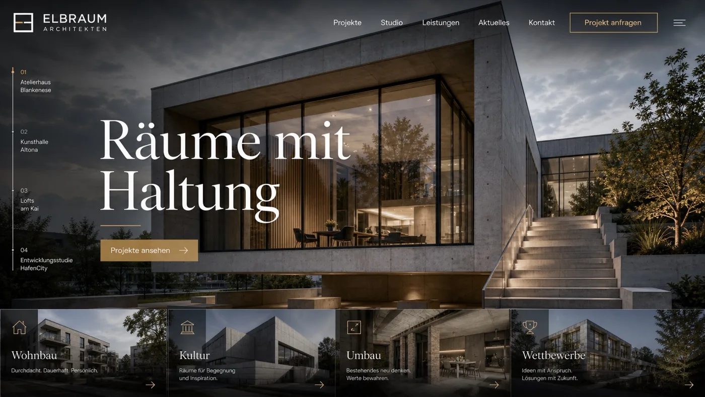 Website-Beispiel für Architektur und Bau