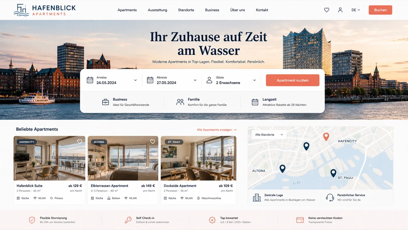 Website-Beispiel für Apartments und Immobilien