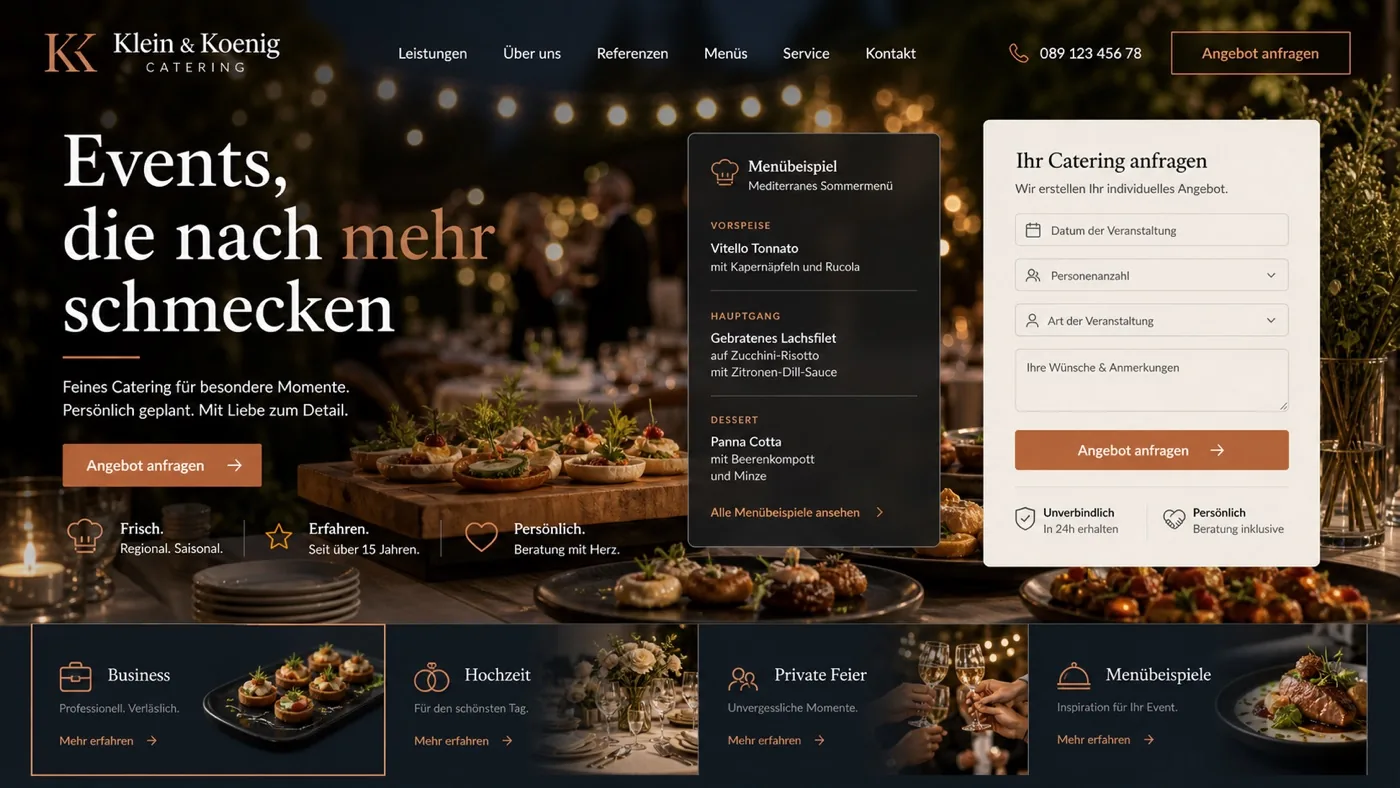 Website-Beispiel für Catering und Events